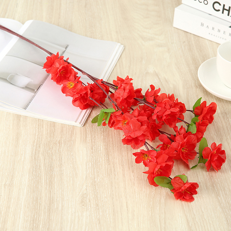 Duofu peach Blossom wholesale project Landscape tree decoration wintersweet living room floor-standing artificial flower simulation single small peach blossom Specification drawing