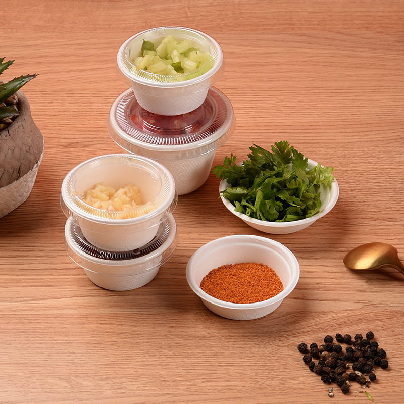 纸浆杯甘蔗浆一次性纸碗试饮可降解烧烤碗快餐调料碗试吃碗蘸料碟详情图3