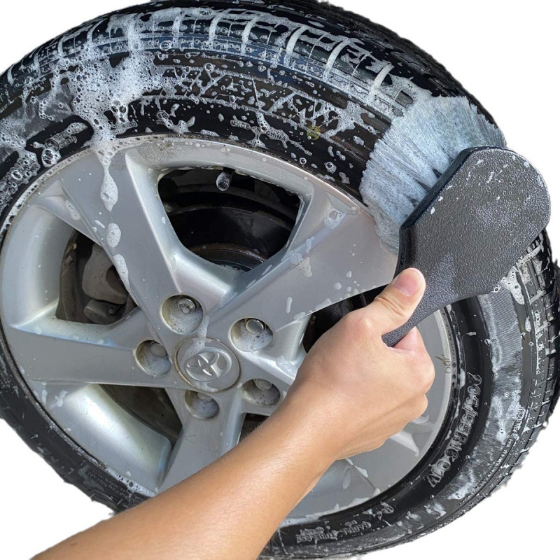 Grey short-handled car Tire Brush cleaning brush short-handled brush tire hub car wash brush Wheel Tire Brush Item Picture