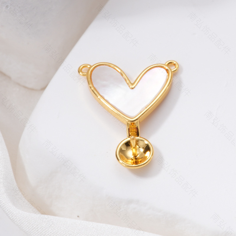 Pearl ring, earring, pendant, three-piece set, hollow stand, heart, shell, crystal, high-end DIY, light luxury style earrings Application Scenario