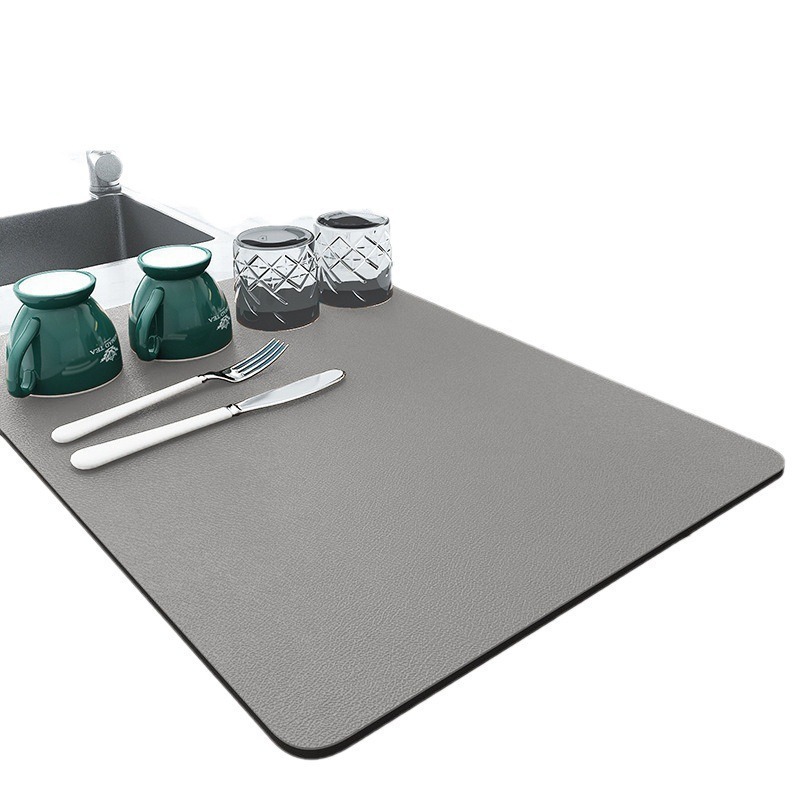 TEMU's new solid-color kitchen draining pad, diatom mud tabletop sink, wear-resistant and absorbent pad, anti-scald and heat-insulating pad Item Picture