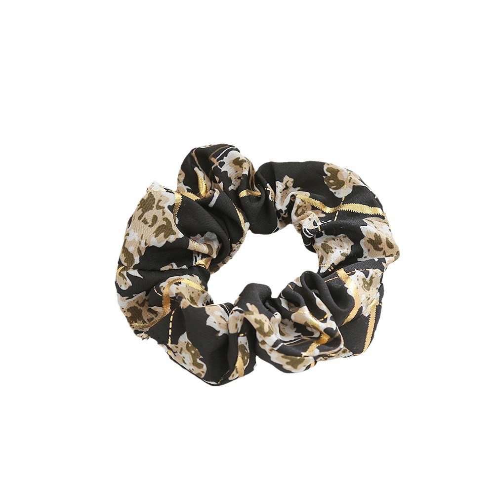 Pig intestine hair band, winter gold-embossed floral hair band, women's French high-end fabric hair tie headwear, wholesale for export Item Picture