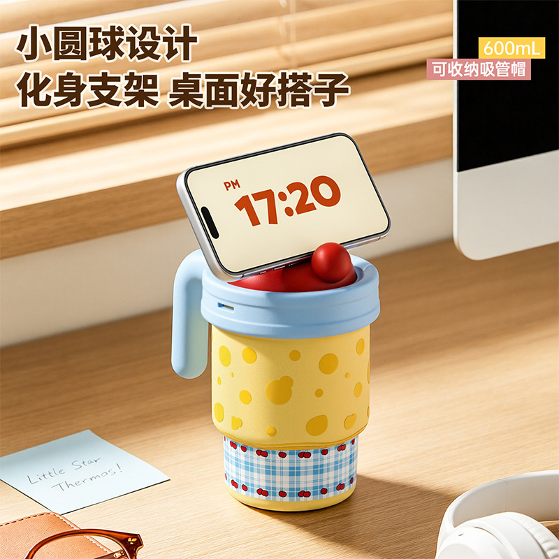 High appearance level girls' insulated cup, 316 stainless steel straw cup, coffee cup, ice cup, table insulated cup gift details Picture