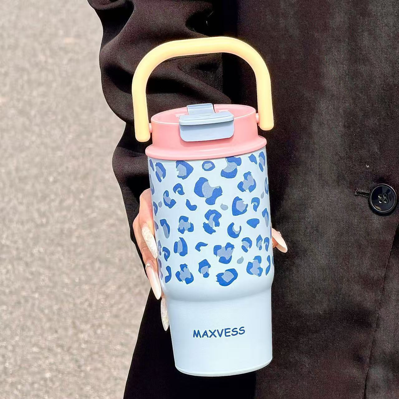 Leopard print insulated water cup, student summer outdoor travel bottle, unisexual cup, trendy water cup, new product of the cup industry Specification image