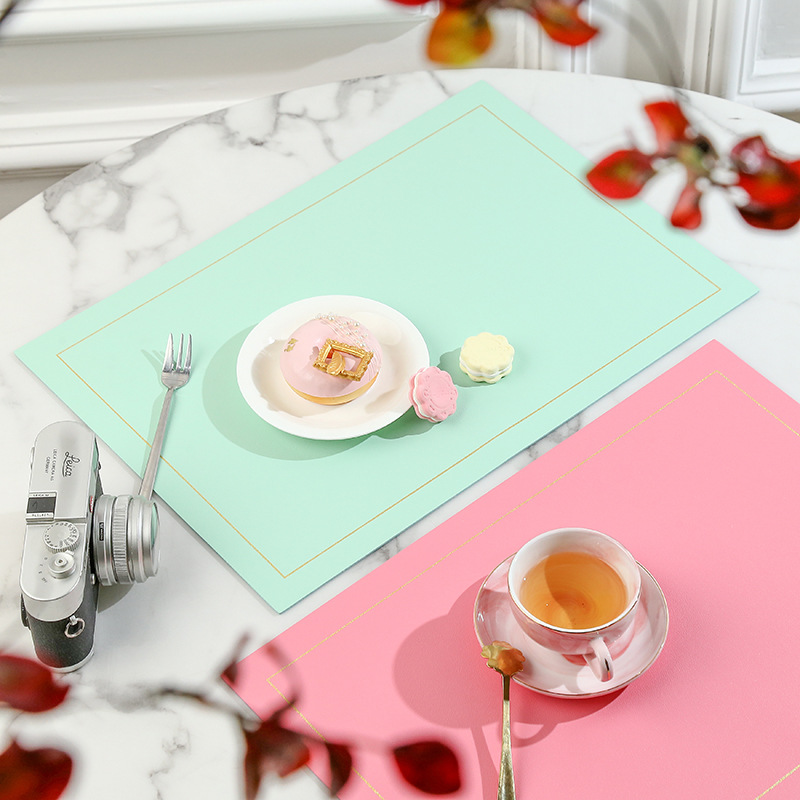 双面双色皮革PUPVC餐垫西餐垫防水方形防油隔热垫餐桌垫杯垫碗垫产品图
