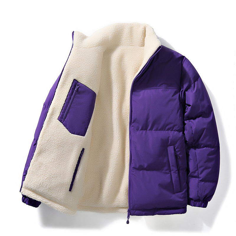 Double-sided lambskin cotton-padded jacket, men's winter trendy brand, thickened and warm down cotton-padded jacket, couple style cotton-padded jacket details Picture
