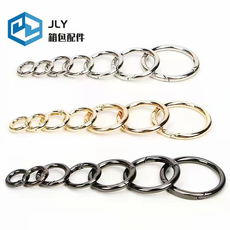 Zinc alloy spring rings, keychains, luggage hardware accessories, open circular rings, spring buckles, lock buckles, elastic buckles