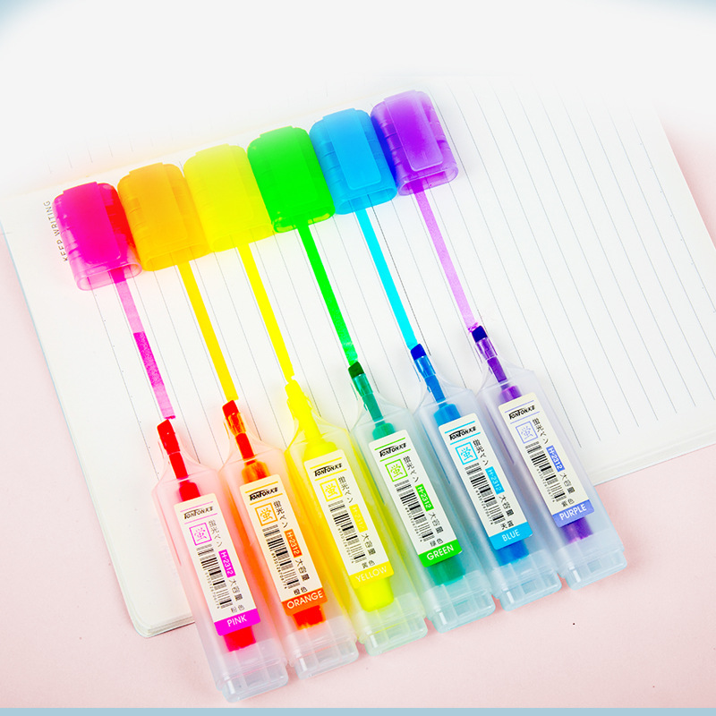 Small wholesale of Tianfeng highlighters, flat six-color tip highlighters 2312 planner pens details Picture