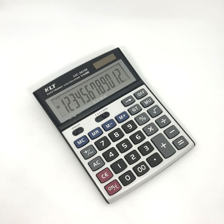 Kuailingtong desktop dual power solar calculator factory direct sales, head-up large screen, metal aluminum surface