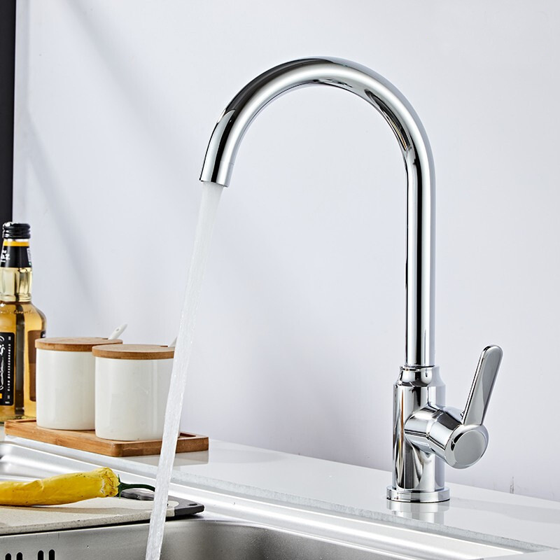 厂家大弯厨房水龙头冷热304不锈钢滚珠电镀洗菜盆龙头水暖五金
