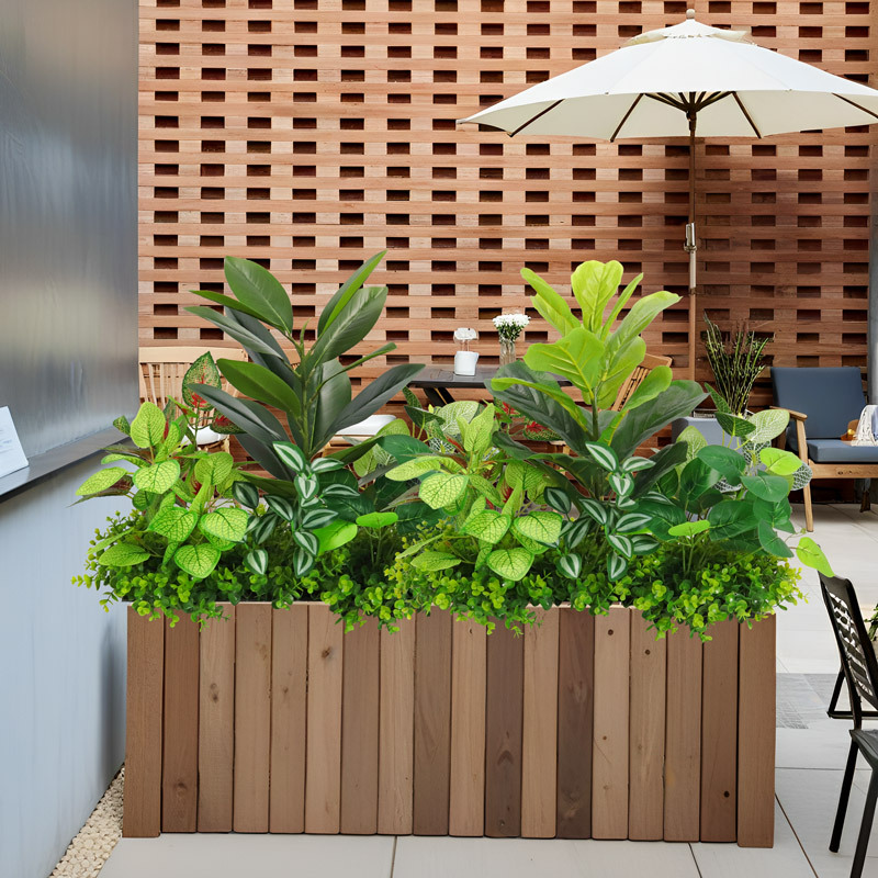 Artificial green plant landscaping combination, tropical plant partition, flower trough and flower box arrangement, bionic artificial flower indoor landscape decoration Specification image