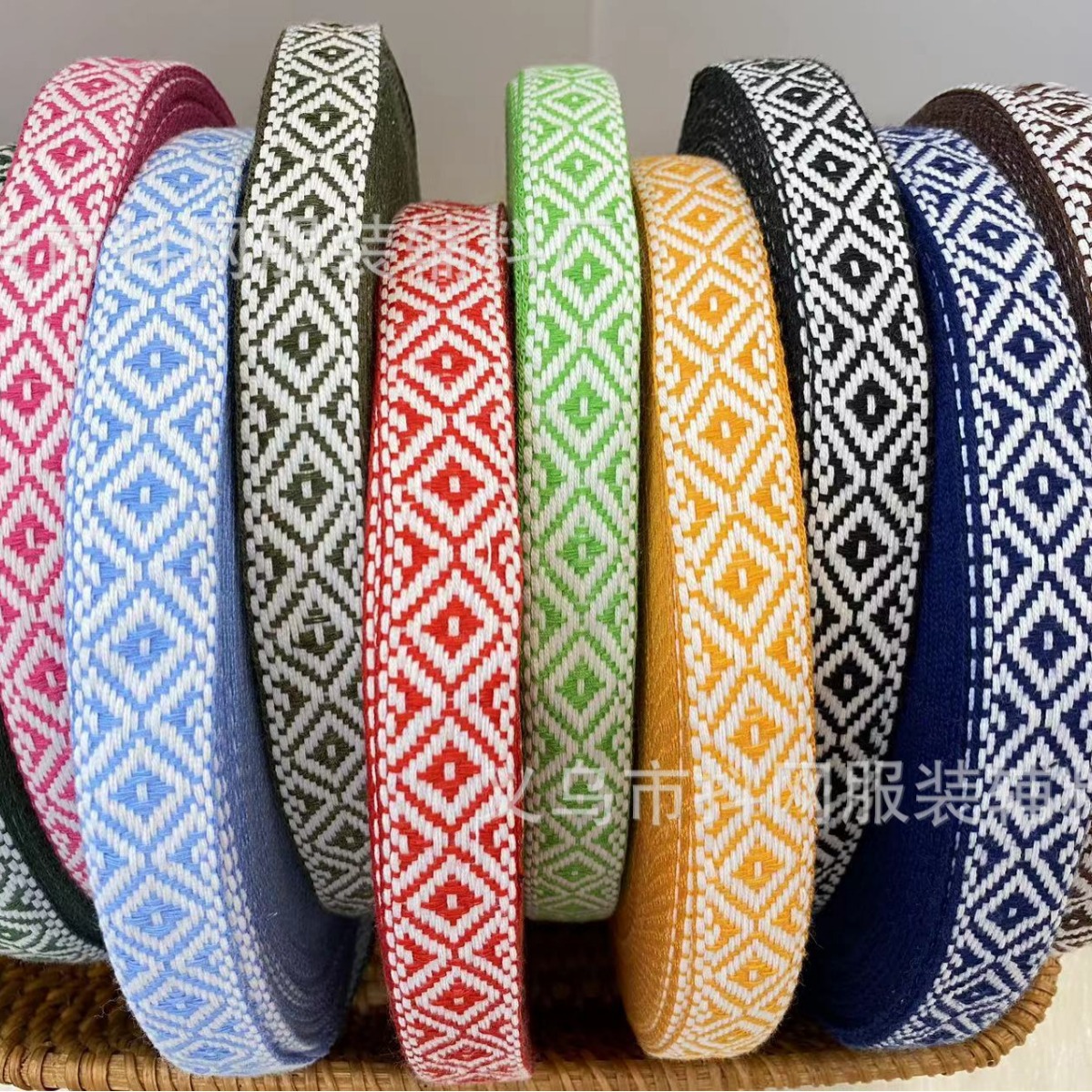 2.3cm pure cotton diamond-shaped striped fashionable handcrafted DIY bow webbing performance costume accessories home textile weaving