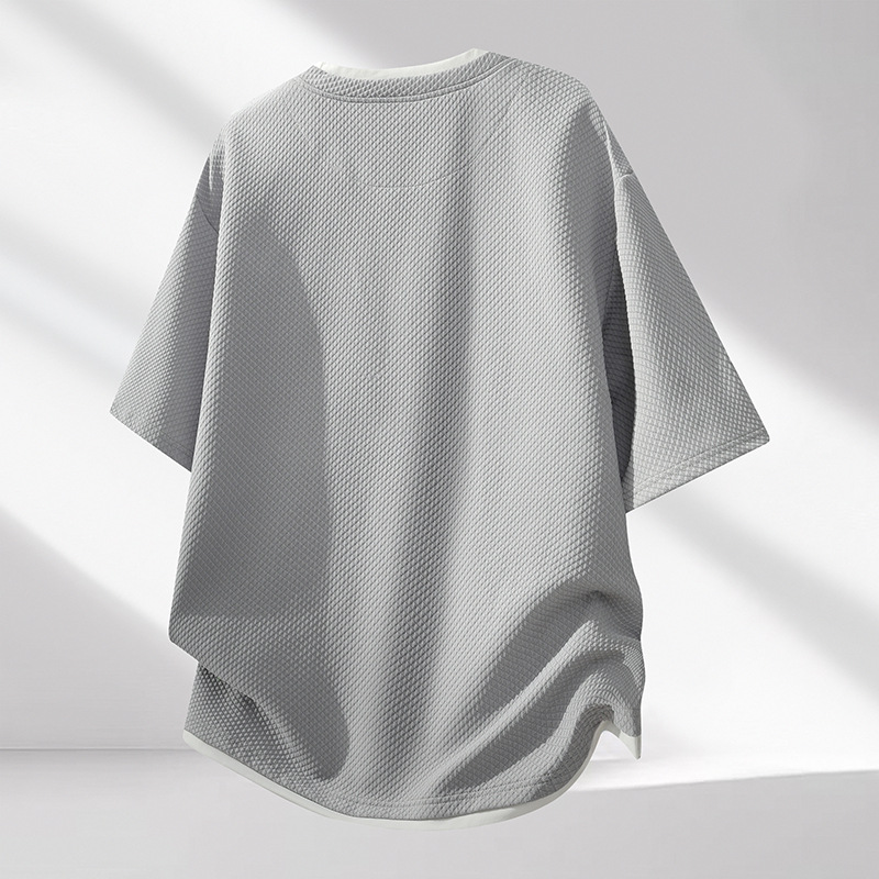 Two pieces of summer trendy brand loose and casual round-neck short-sleeved men's T-shirts, creative and fashionable men's short-sleeved style Specification image