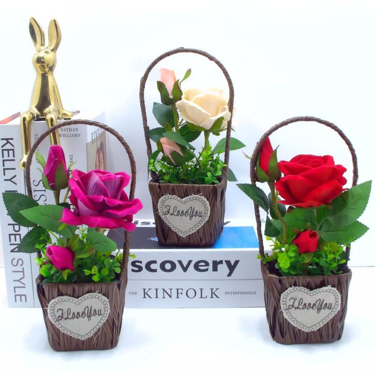 塑料藤编织篮塑藤花篮节日花篮婚礼伴手礼教师节中秋节送礼塑编篮