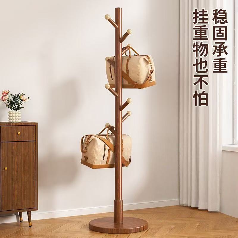 Solid wood coat hangers, floor-standing coat racks, bedroom household hanging clothes hangers, simple standing beech wood bag hangers for college students' dormitories Specification image