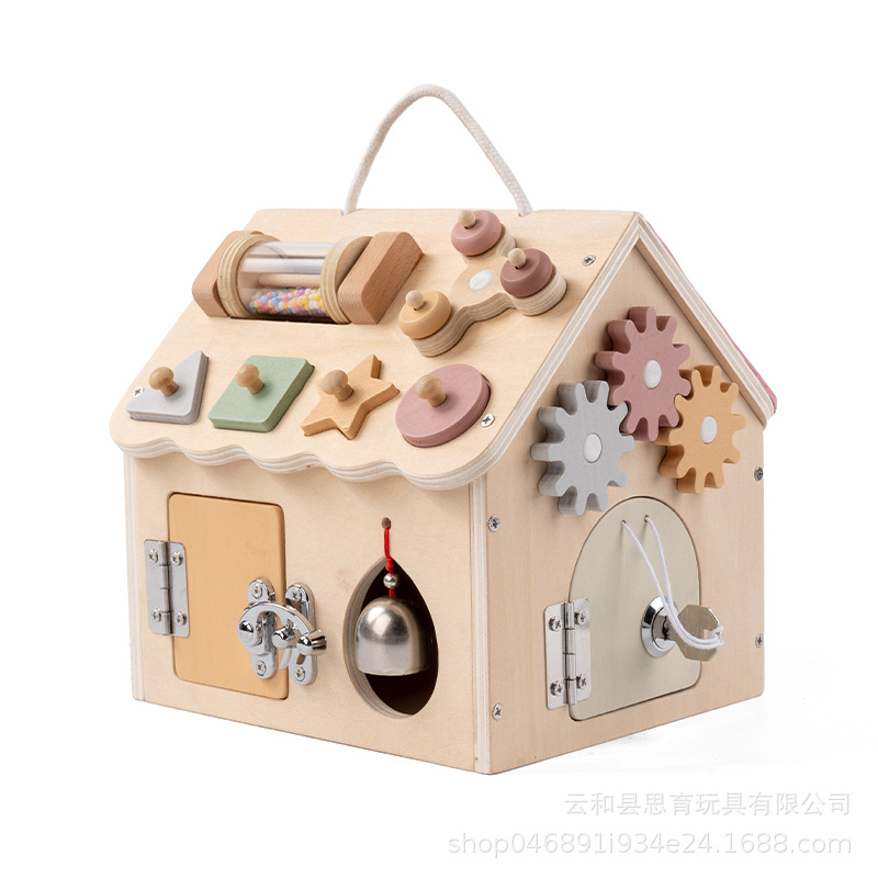 Bebé montessori educación temprana inteligencia ocupado caja de bloqueo movimiento fino ejercicio forma cognitiva spinning gyro 1 Item Picture