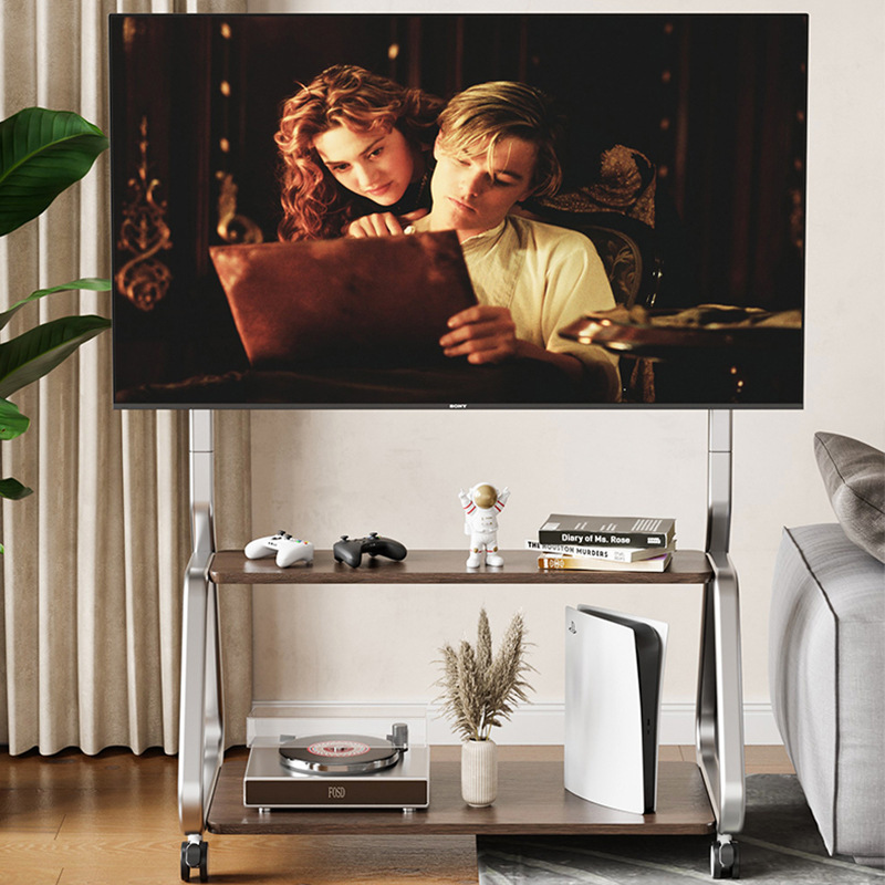 Wholesale of universal TV mobile stands, cold-rolled steel wood grain TV stands, artistic stands for living rooms and bedrooms, and trolleys Specification image