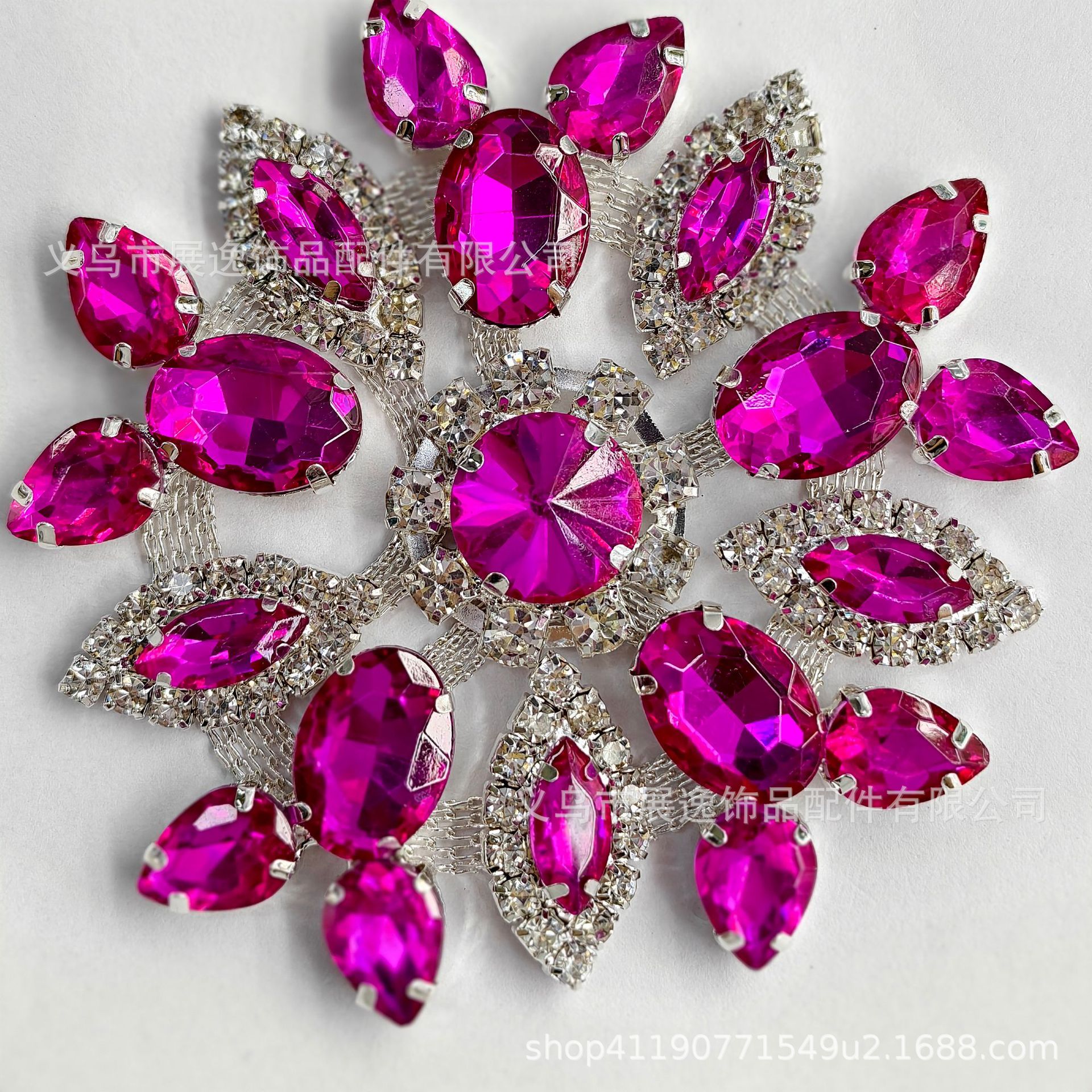 Wholesale of colorful gold and silver background crystal round large diamond flower diamond jewelry DIY luggage, glass water diamond jewelry accessories details Picture
