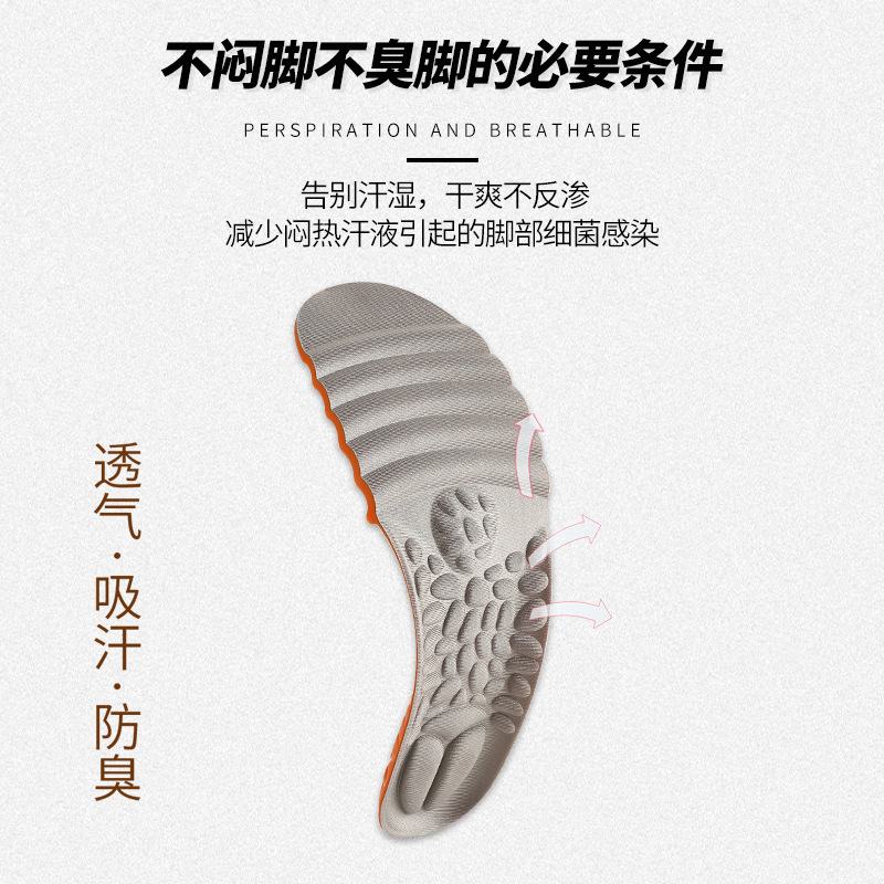 Wholesale sports insoles for men and women, summer breathable, sweat-absorbing, deodorizing, highly elastic, shock-absorbing, thickened, basketball insoles that won't cause fatigue even after standing for a long time Specification image