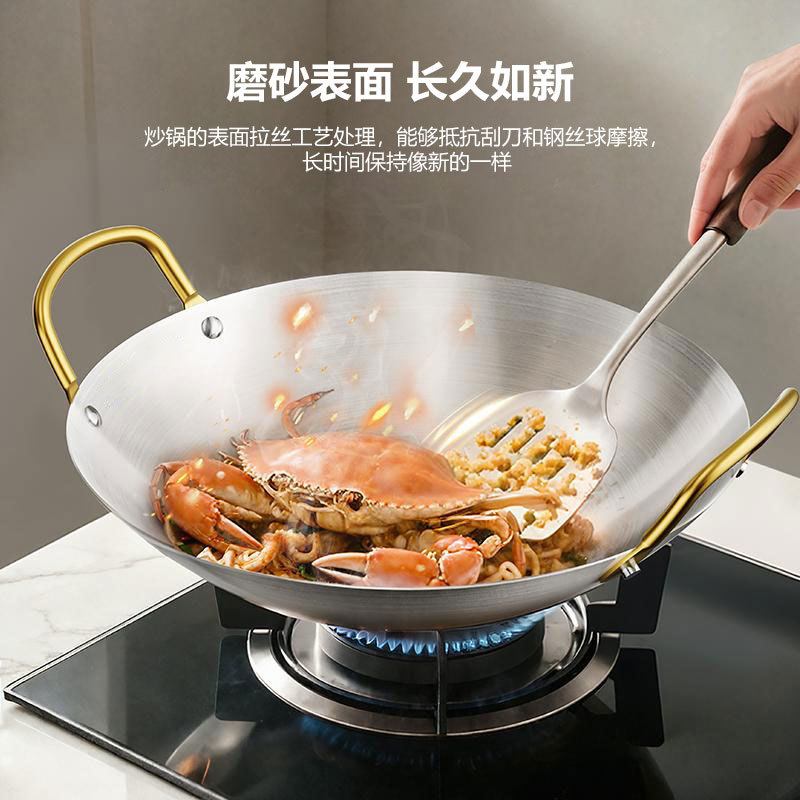 Cross-border thick stainless steel pot alcohol stove, commercial small hot pot, seafood dry pot, restaurant Golden ear, bar cauldrail Specification image