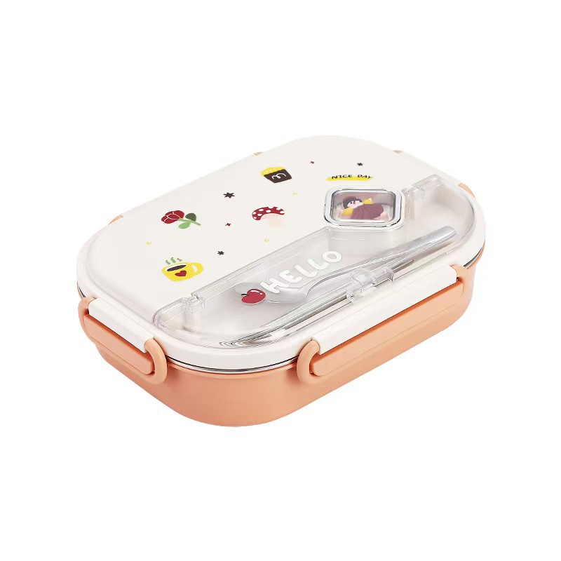 316不锈钢保温饭盒幼儿园学生食品级儿童分格便当餐盒食堂打饭盒白底实物图