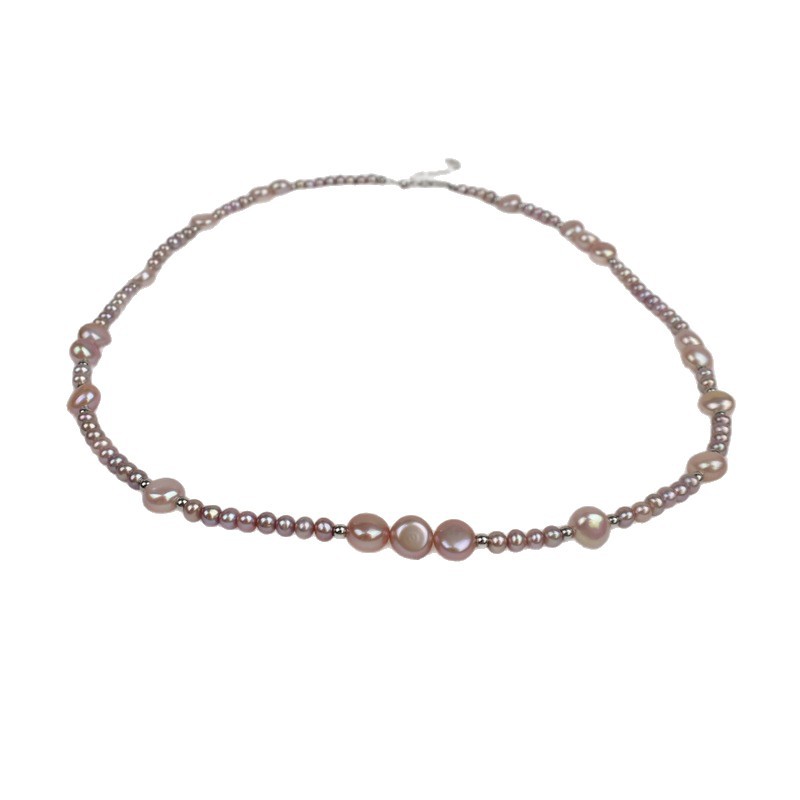 2025 New style necklace, extended natural freshwater pearl necklace, women's purple light luxury high-end sweater chain, collarbone chain Item Picture
