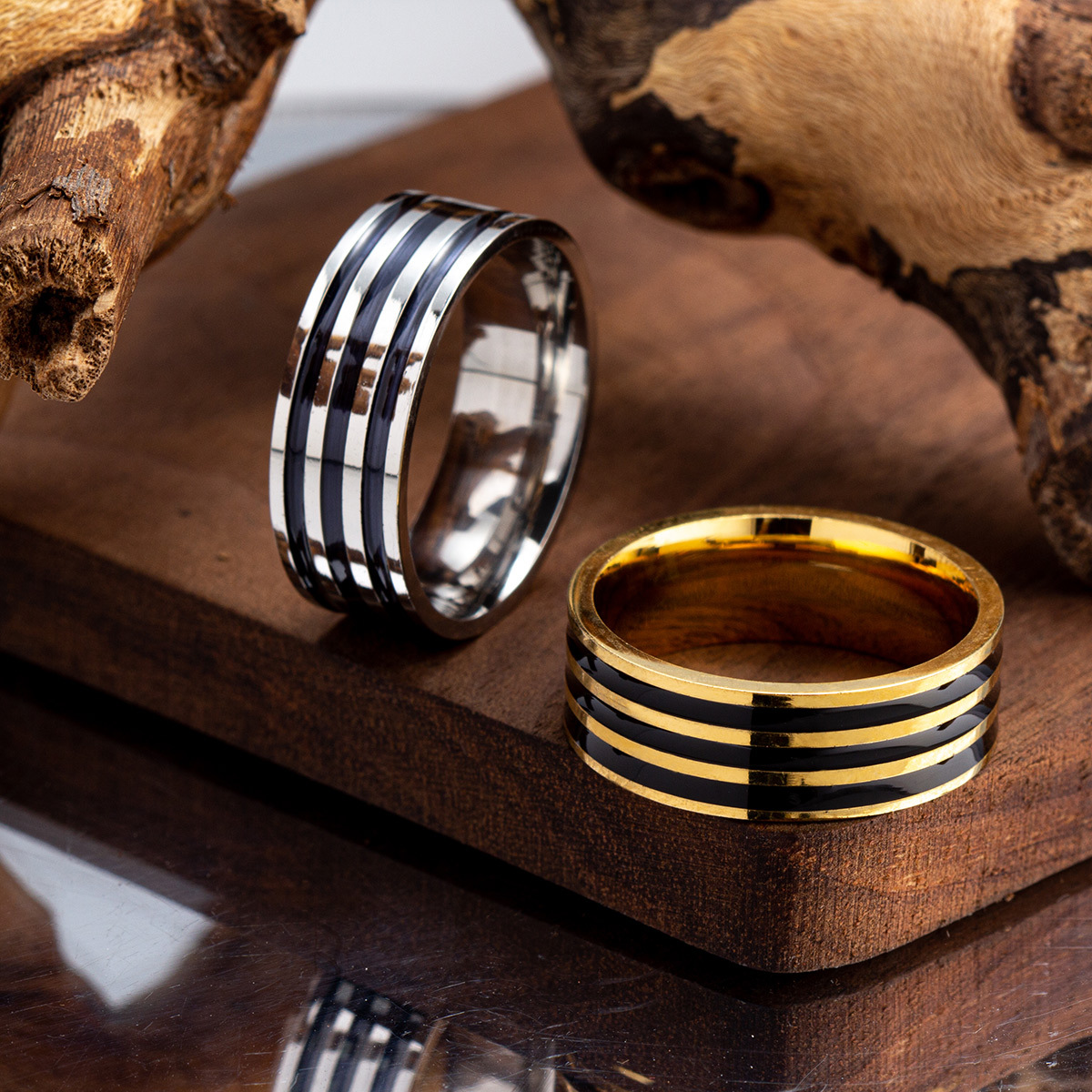Cross-border source jewelry: 8MM wide stainless steel men's oil-dripping ring, simple and fashionable jewelry, factory jewelry wholesale details Picture