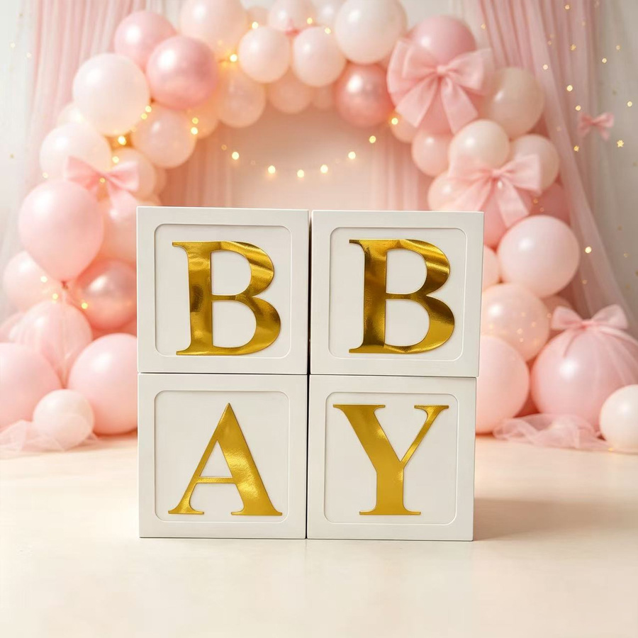 Caja de globos transfronterizos 30cm fondo de decoración de fiesta de cumpleaños BABY big letter convex balloon deco box Specification image