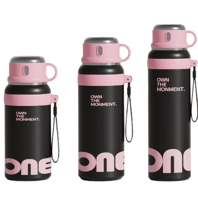 新款大容量保温杯316不锈钢高颜值吸管保温杯女学生水杯一杯三饮白底实物图