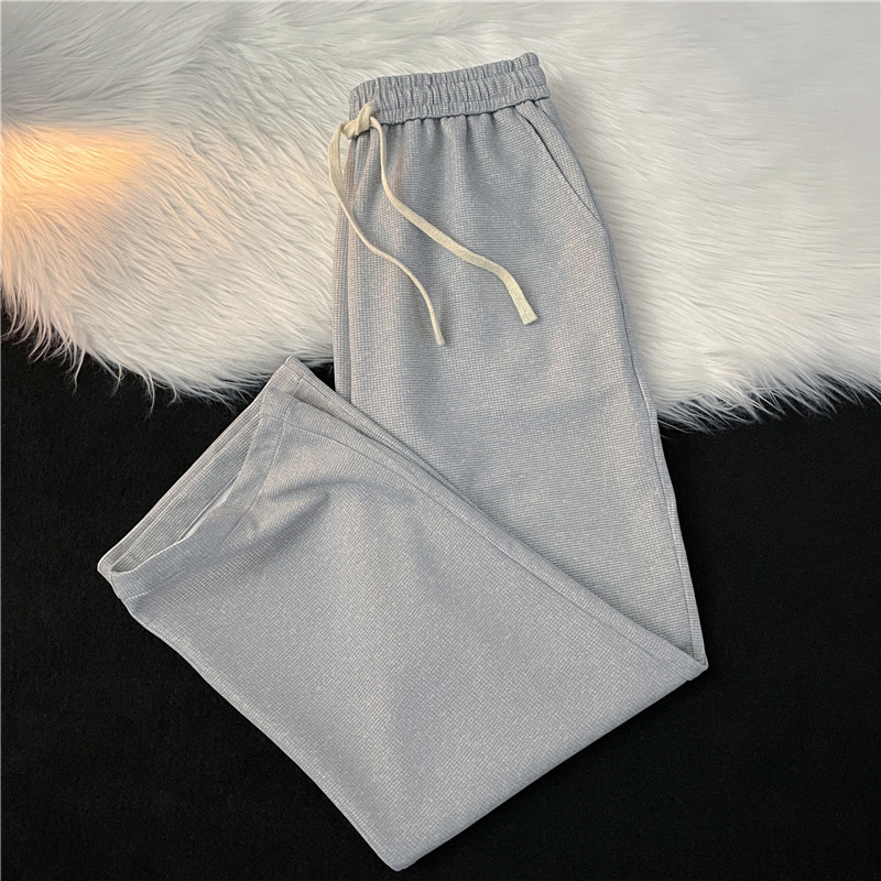 Waffle casual pants for men, loose, straight, spring, thin, trendy and versatile wide-leg, drape long pants, sports sweatpants Specification image