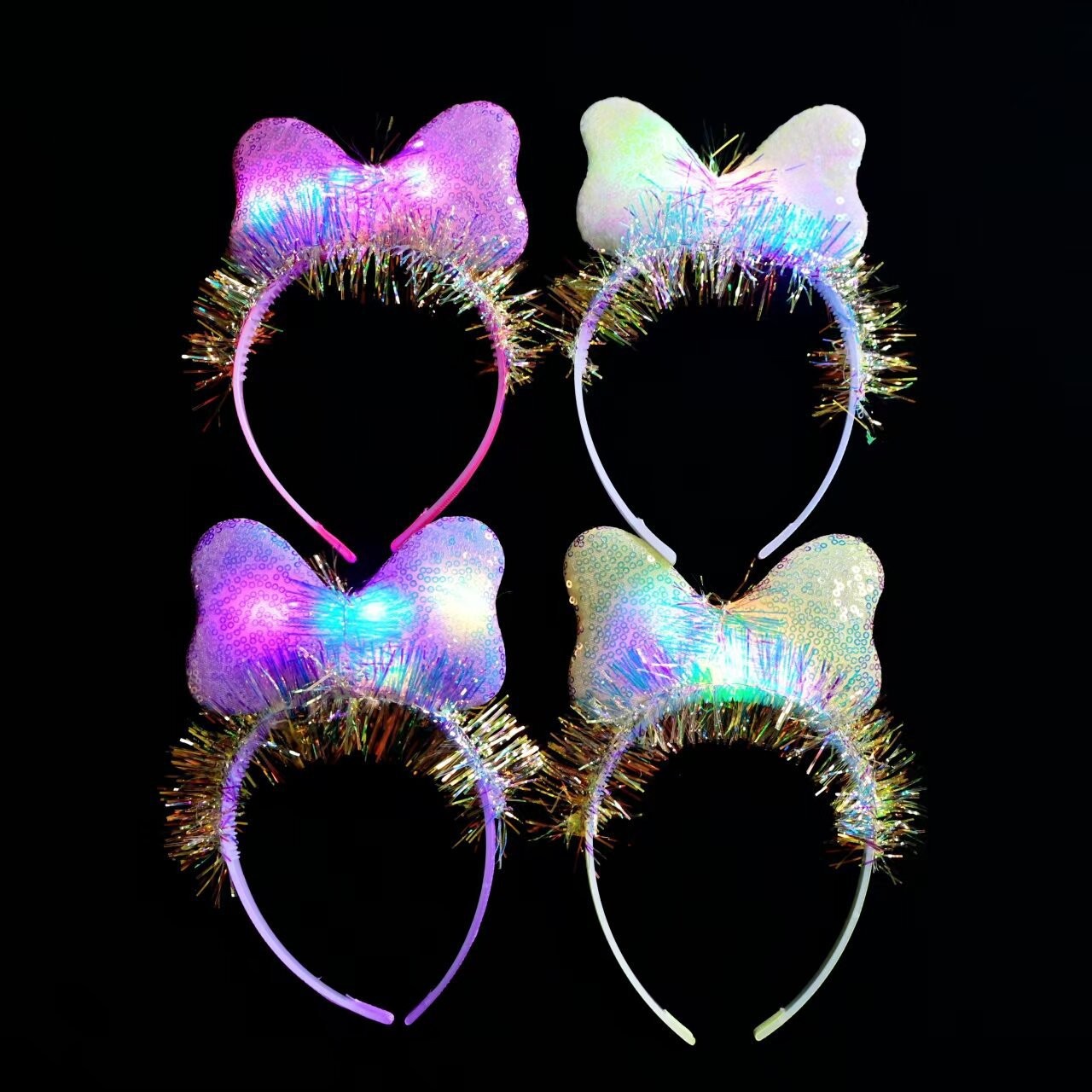 Children's luminous snowflake sequin Christmas headband, stage performance props and hair accessories, cute glittering headband new style details Picture