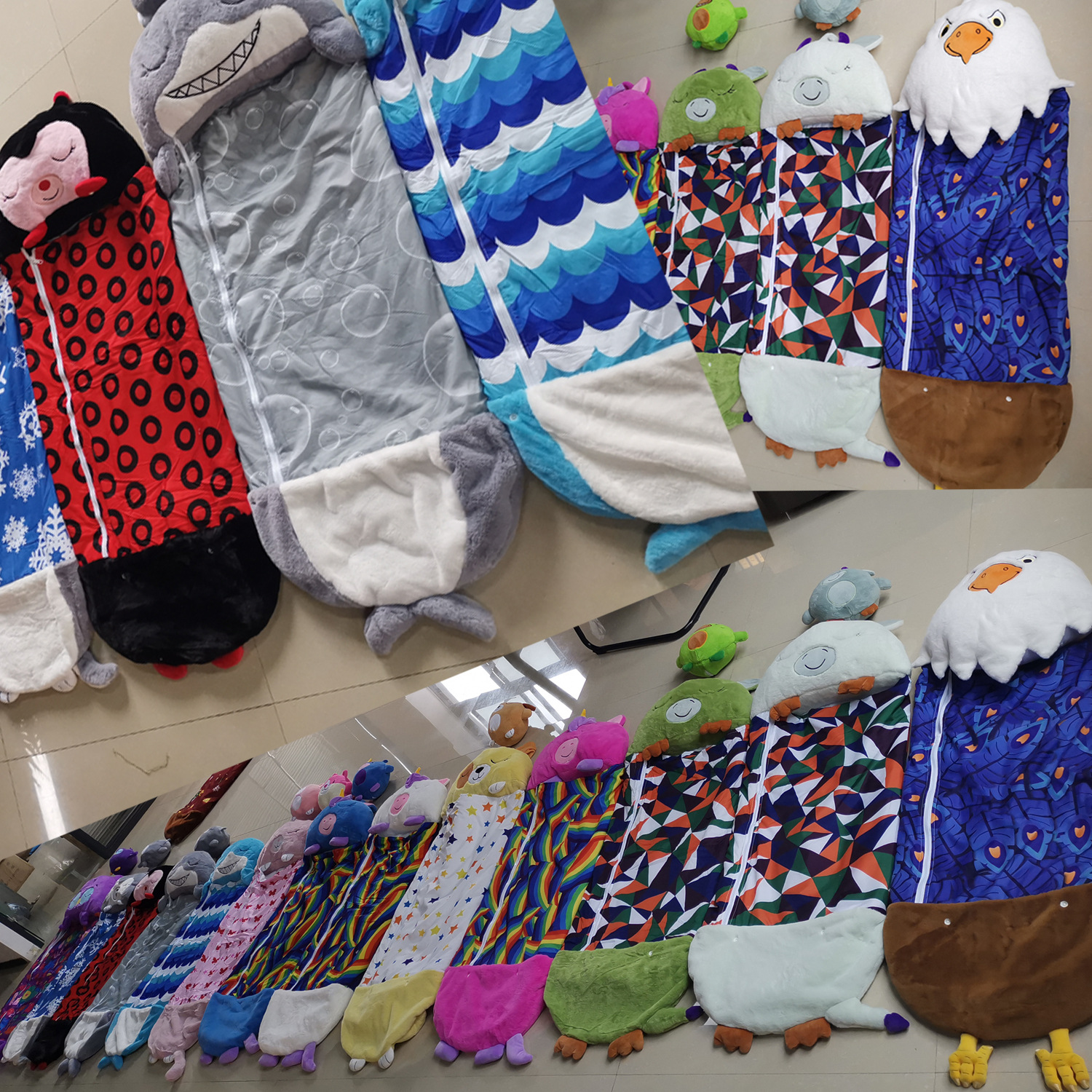 The new cross-border owl children's sleeping bag for big kids features a cartoon anti-kick design for autumn and winter, providing warmth and warmth with thickened features Application Scenario