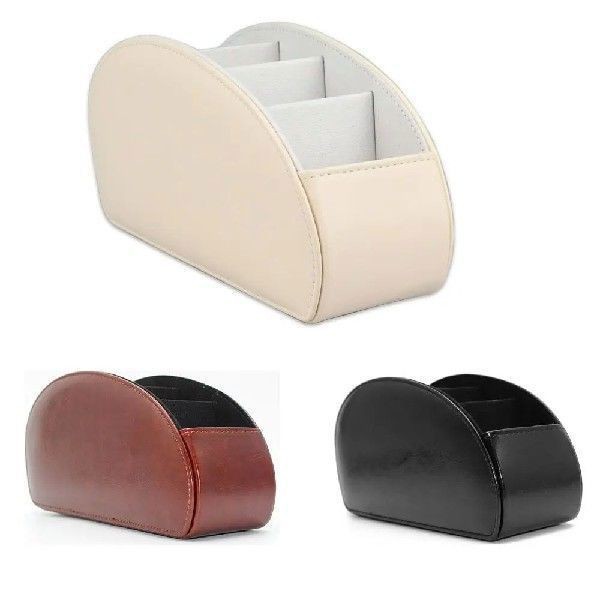 真皮收纳架带隔层 家用皮革收纳架遥控器支架盒托盘桌面整理