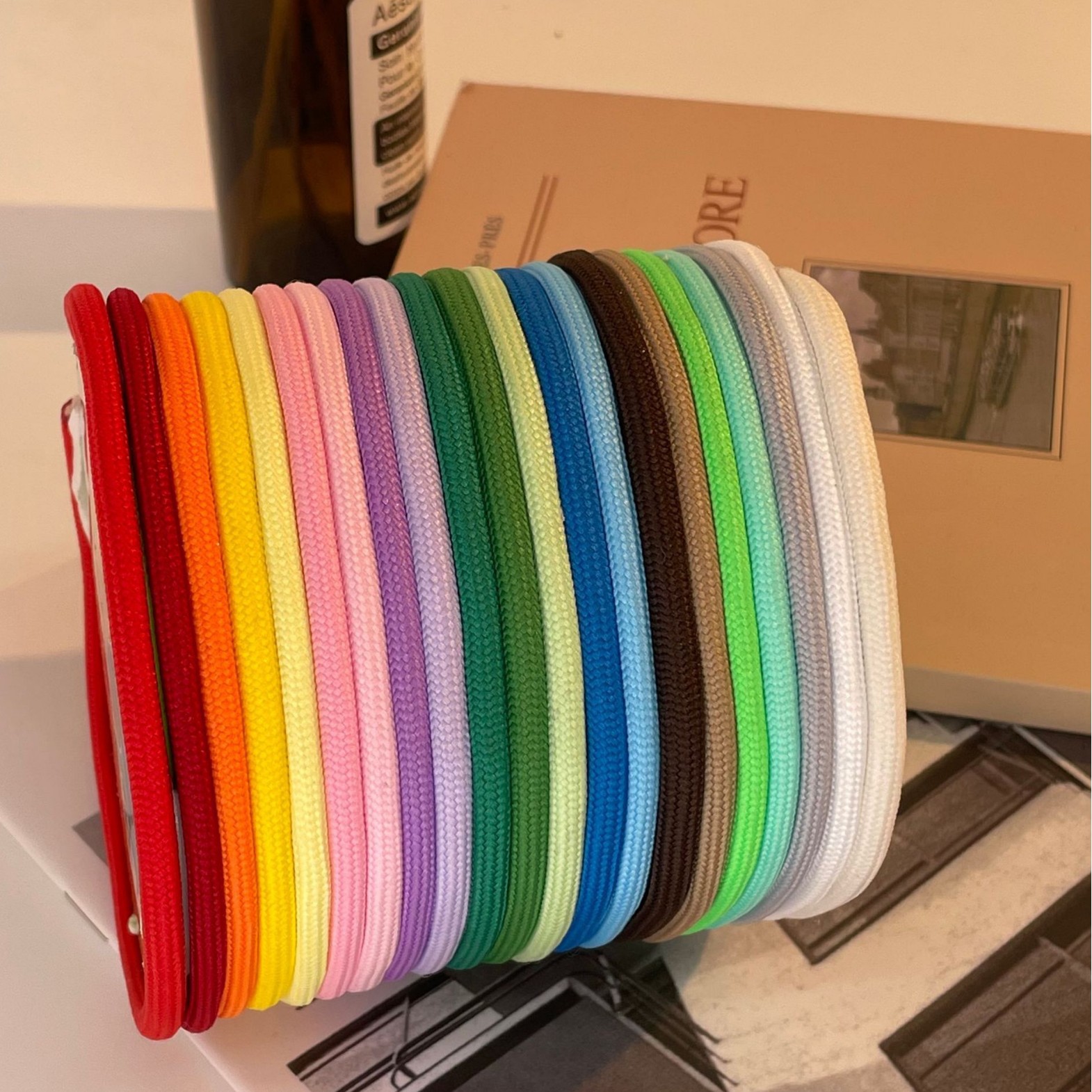 Wholesale stock of 5MM pure pigment surface low-elasticity filament DIY hand-woven colored core rope mobile phone lanyards semi-finished products details Picture