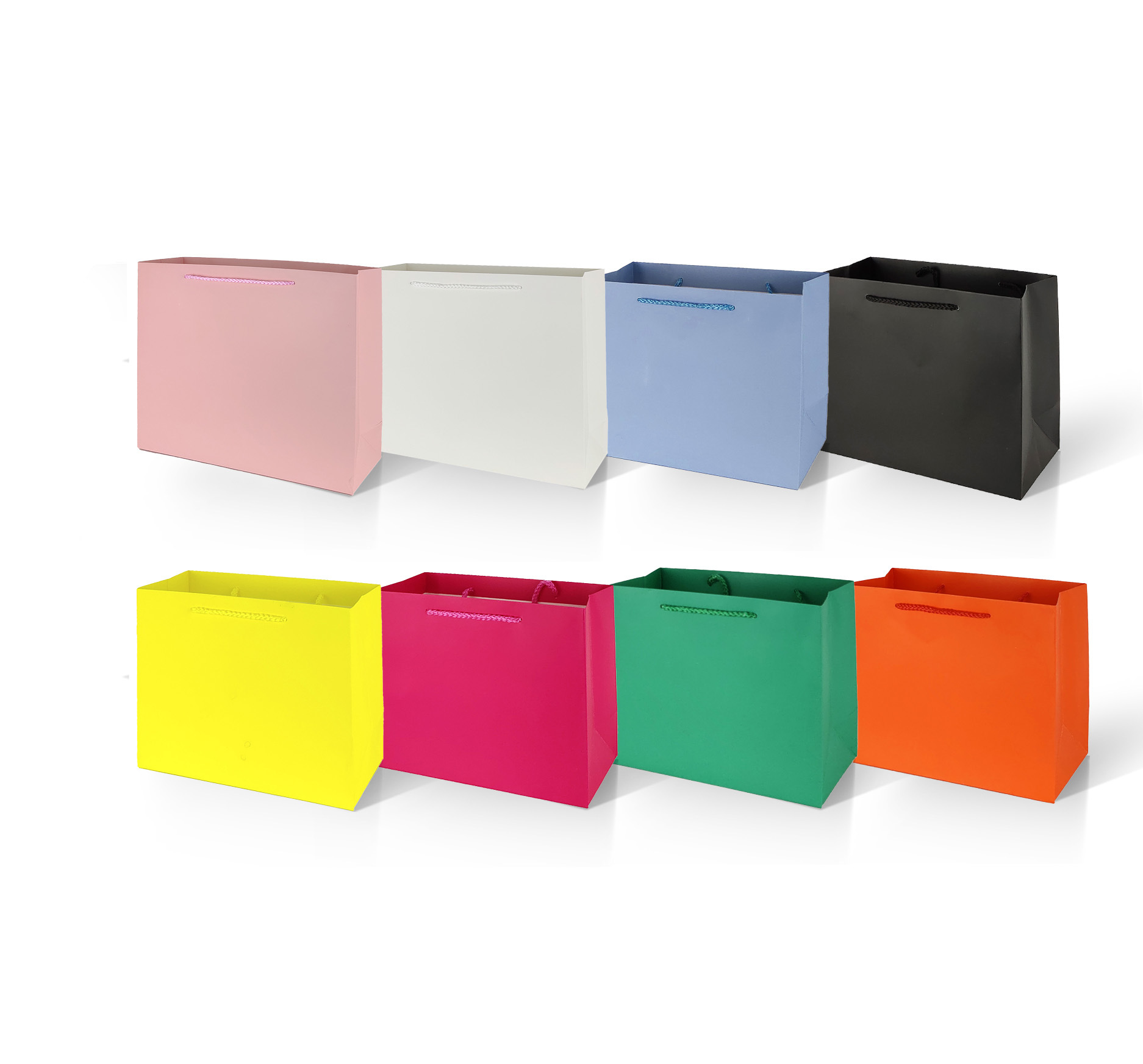 热销单色横袋八色礼品纸袋白卡纸手提袋giftbag高档纸袋跨境现货