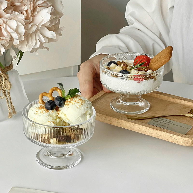 ins simple glass dessert bowl, yogurt cup, tall ice cream bowl cup, ice cream cup, yogurt cup Application Scenario