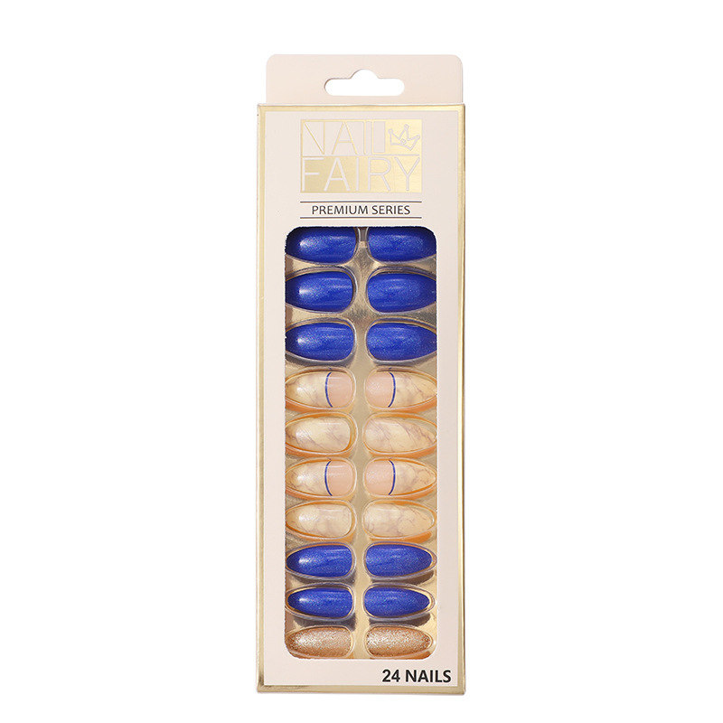 New foreign trade products: Teardrop nail detachable wearable nail art pieces, 24-piece sharp nail art patches, false nails, starry sky nail art Item Picture