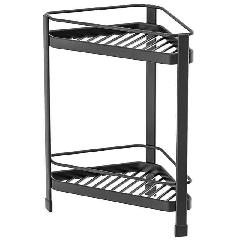 Cross-border exclusive bathroom shelving, non-drilling floor-standing tripod storage rack, corner gap toilet shelving Item Picture