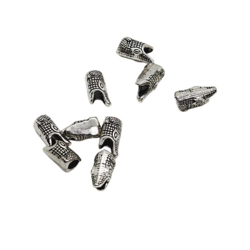 Retro alloy animal head large-hole bead crocodile-shaped DIY beading accessory leather rope bracelet bead separator details Picture