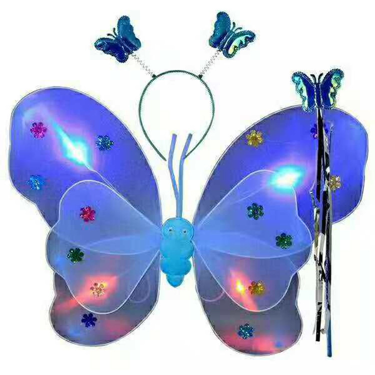 A children's angel with double-layered butterfly wings, a girl's back decoration prop, a colorful fairy princess magic wand Item Picture