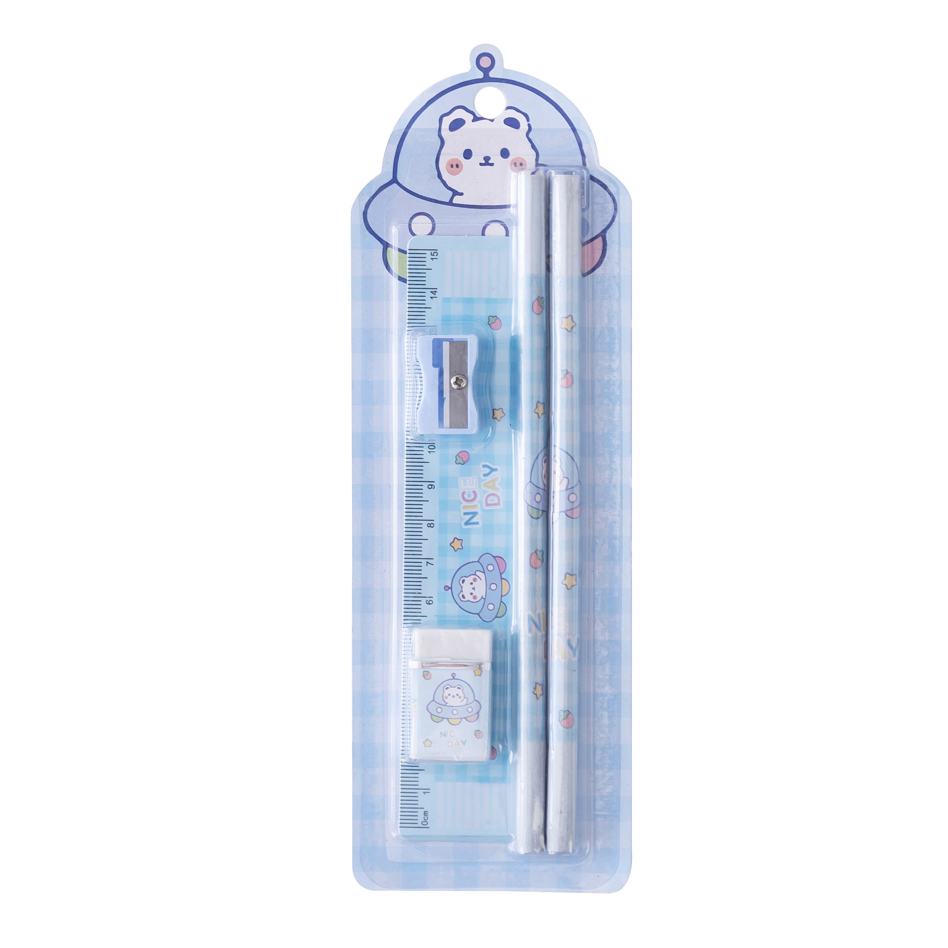 Festival gift cartoon stationery set, student pencil set, original new five-piece set, eraser pencil sharpener Item Picture