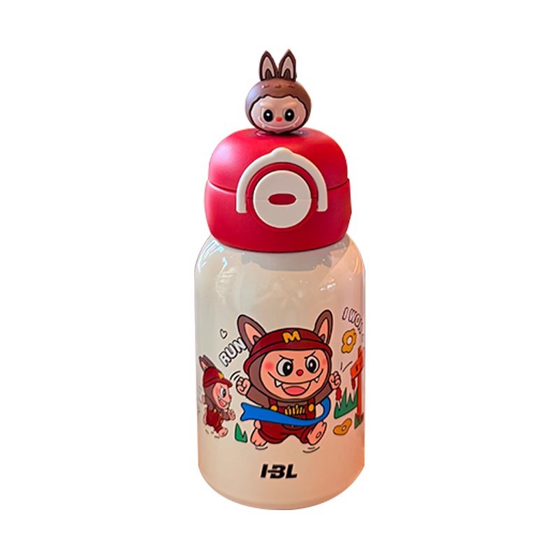 Wholesale of children's insulated cups, cute cartoon student double-drinking straw water cups, boys' and girls' portable water bottles for kindergartens Item Picture