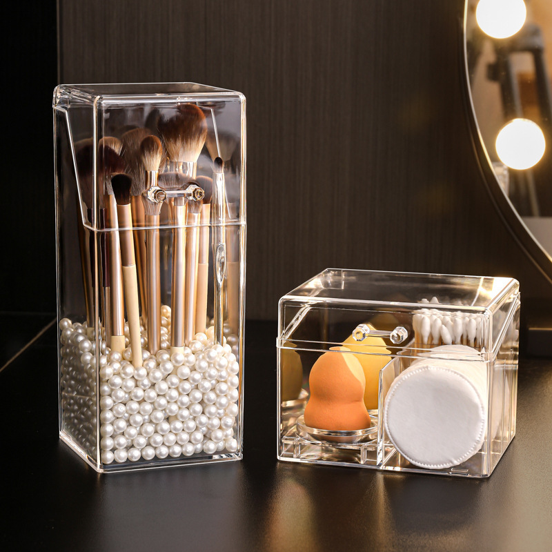 化妆刷收纳筒防尘笔桶刷子化妆品眼影刷收纳桌面亚克力眉笔收纳盒