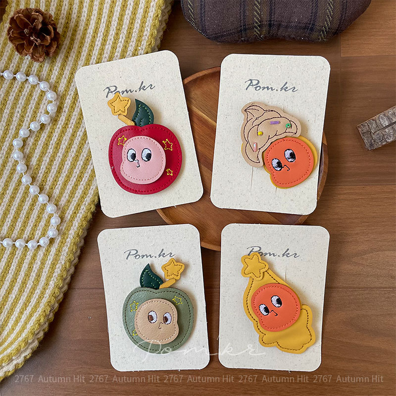 童趣卡通发夹 立体皮质表情水果侧边夹少女心 ins 风碎发刘海夹韩产品图