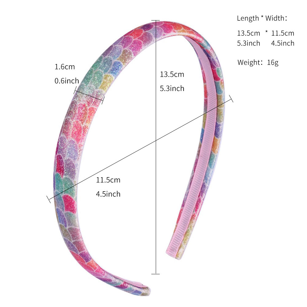 8 gradient rainbow scallion pink children's hair bands, candy-colored heart-shaped headbands, Glitter pink hair bands and headwear Specification drawing