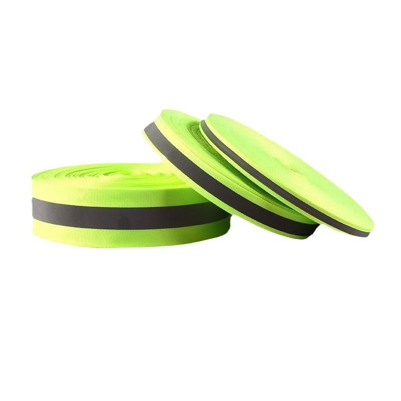 High-brightness intermediate reflective strip webbing 2cm from the manufacturer, available for wholesale of clothing reflective accessories, fluorescent green 1cm reflective tape Item Picture