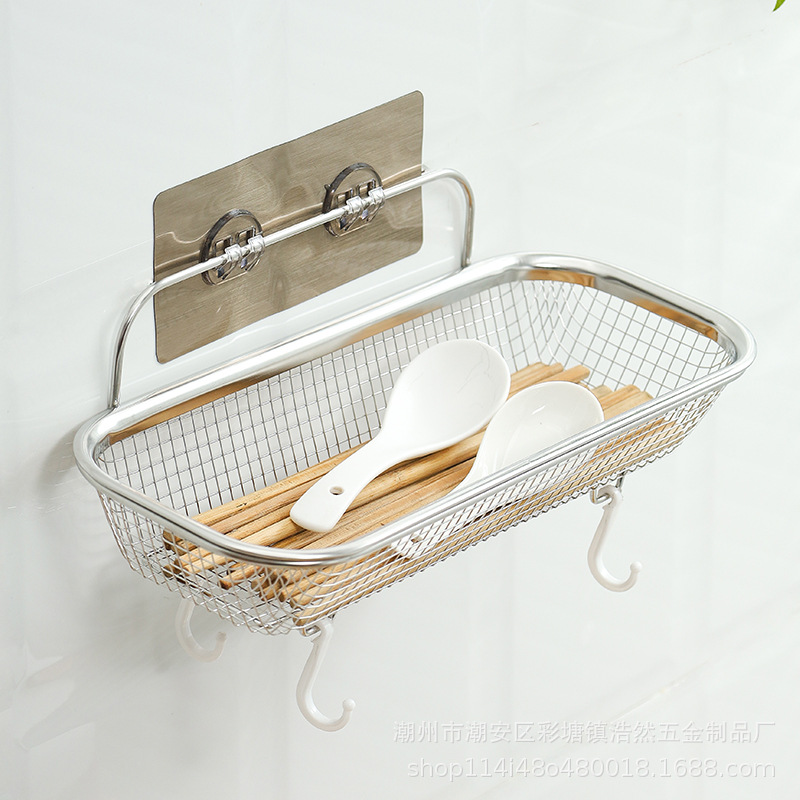 不锈钢盘子收纳架置物篮海绵架水槽沥水架挂篮不锈钢盆加厚