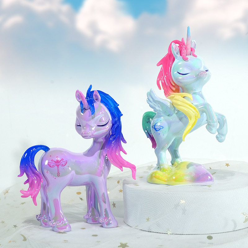 我的小马驹盲盒女生创意礼物可爱幻彩独角兽桌面摆件办公室装饰品细节图