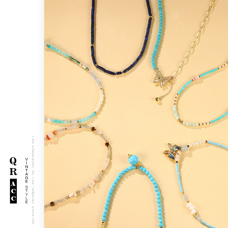 新款ins小众设计多彩串珠高级感简约项链天然珍珠时尚多巴胺颈链