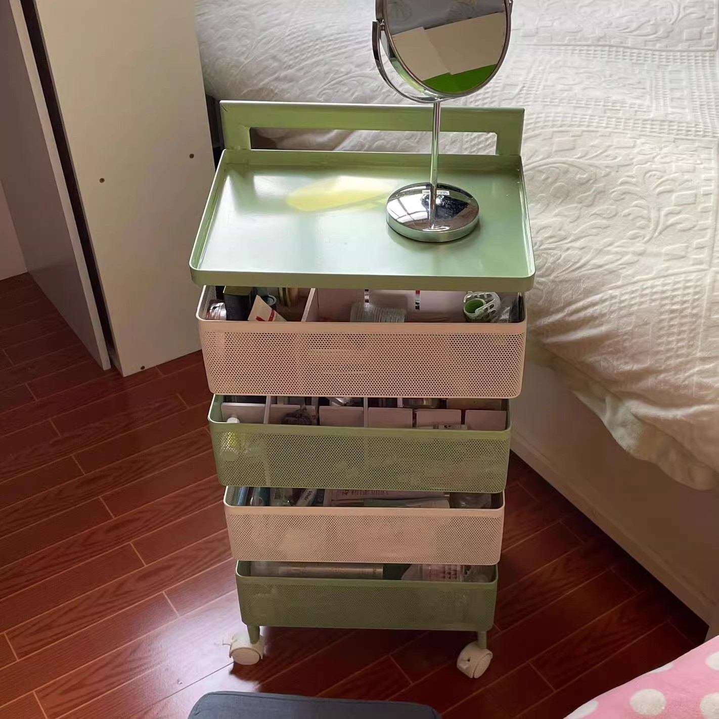 【长期主义好物】收纳小推车置物架旋转收纳可移动床头化妆品整理
